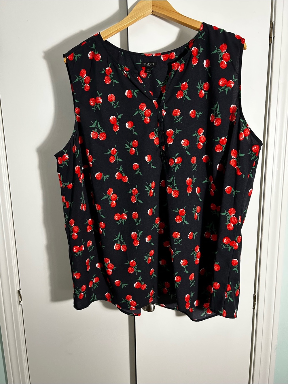 Talbots Black Sleeveless Print Blouse 3X